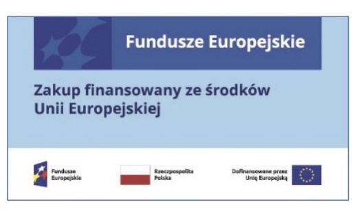 Wzór naklejki jest obowiązkowy, tzn. nie można go modyfikować, dodawać/usuwać znaków, poza zmianą znaku „Fundusze Europejskie” na znak FEPW.